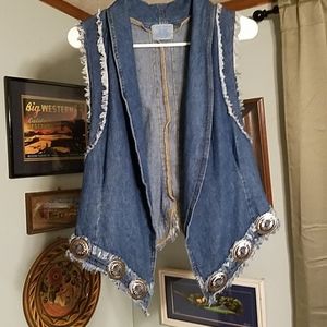 Denim Vest with Conchos